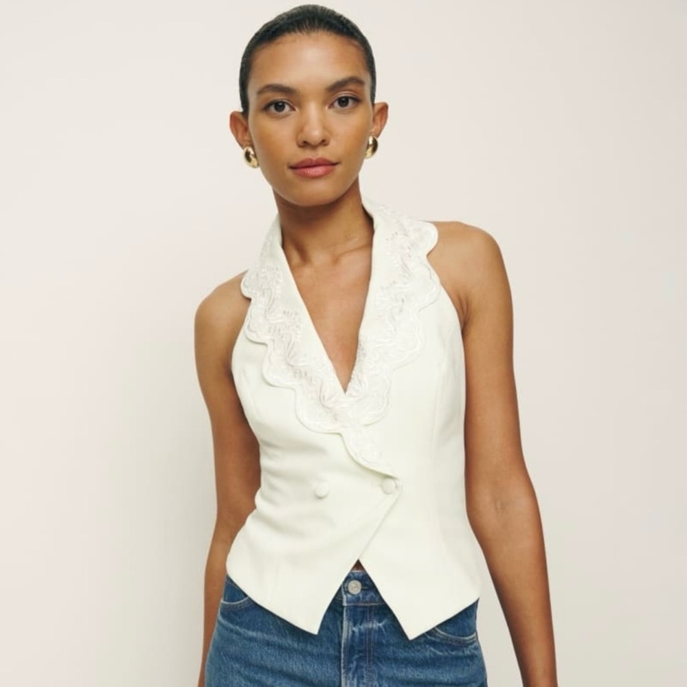 Reformation White Halter Top